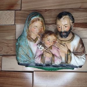 Vintage 1970 Chalkware, Jesus and Joseph and Mary. Wall decor.